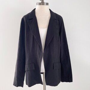 Blanc Noir Black Linen-Blend Blazer Size XL